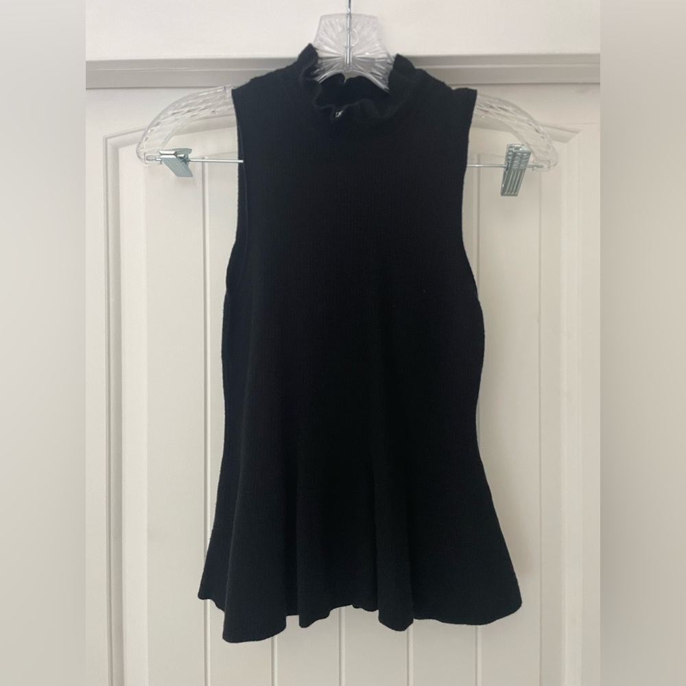 Express Black Peplum Sleeveless Mockneck Sweater